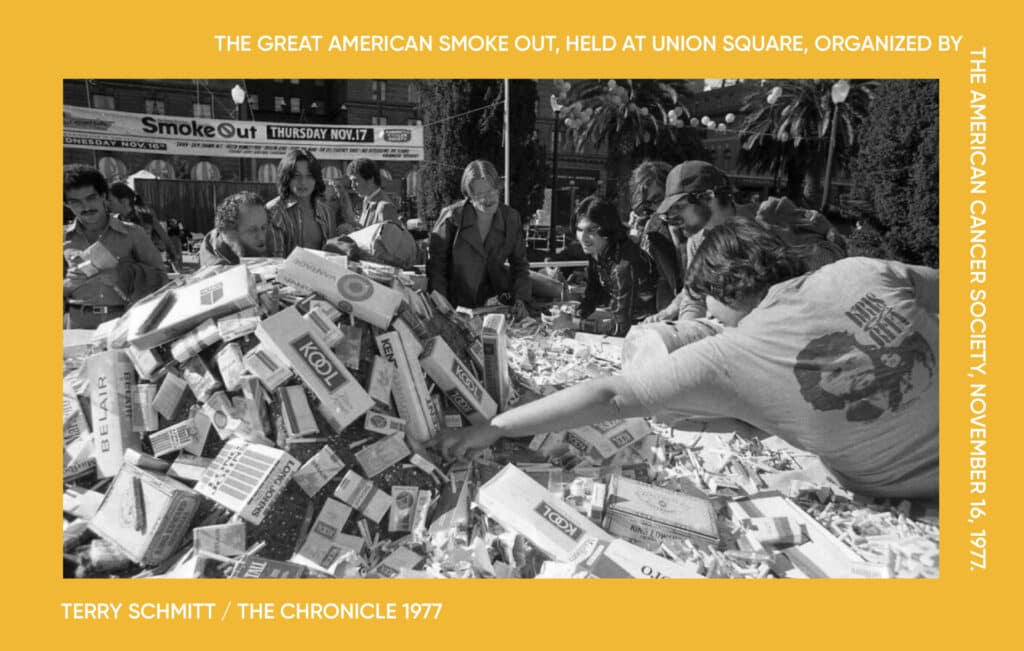 The Great American Smoke Out, held at Union Square, organized by the American Cancer Society, November 16, 1977. Terry Schmitt / The Chronicle 1977
